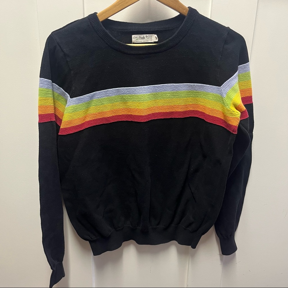 TWIK rainbow knit sweater size XL Organic Cotton